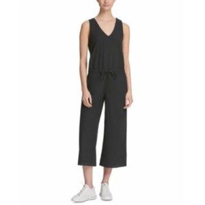 DKNY Cross-Back Cropped Jumpsuit Black M